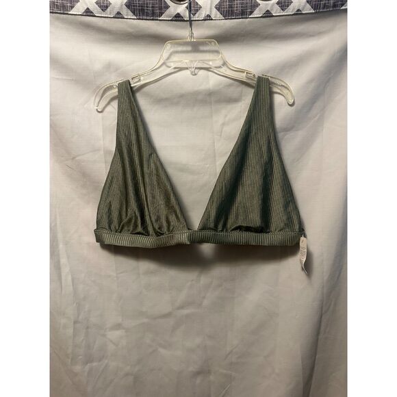 aerie Other - NWT Aerie Shine Rib Plunge Bikini Top Size XXL In Olive Fun